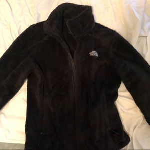 Fuzzy black North Face jacket